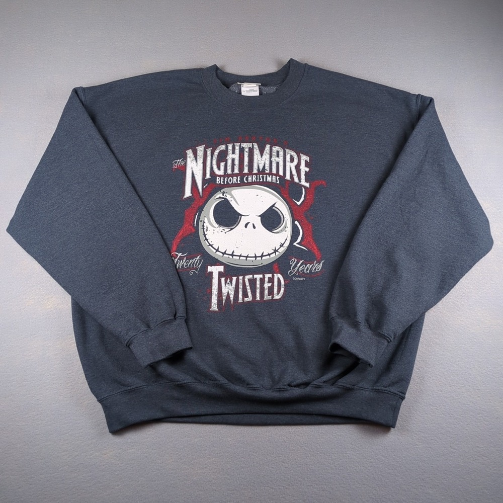 Nightmare Before Christmas Sweater Mens Extra Large Gray Disney Jack Pullover